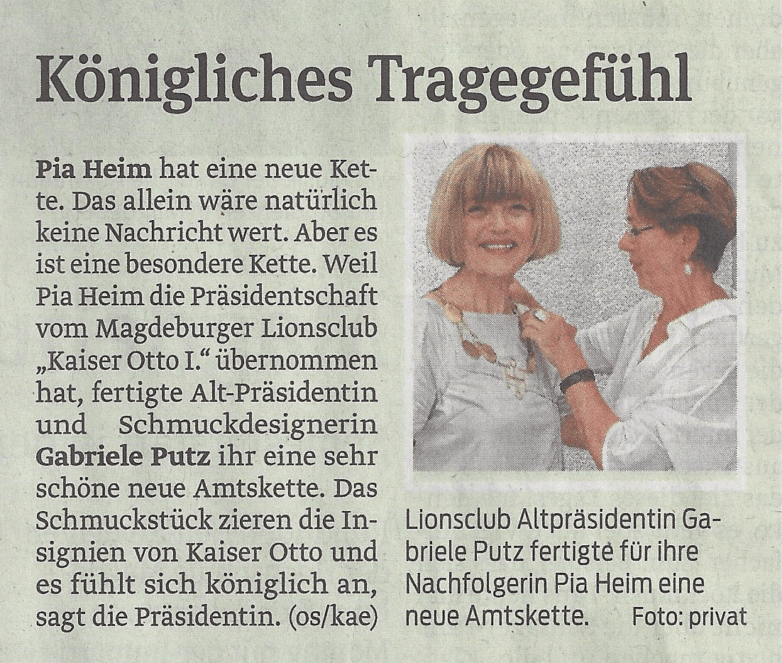 Presseartikel "Königliches Tragegefühl" aus Magdeburger Volksstimme