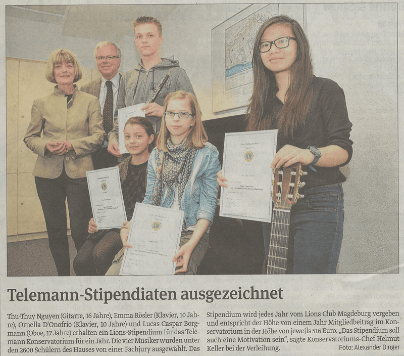 Presseartikel "Telemann-Stipendiaten ausgezeichnet" aus Magdeburger Volksstimme