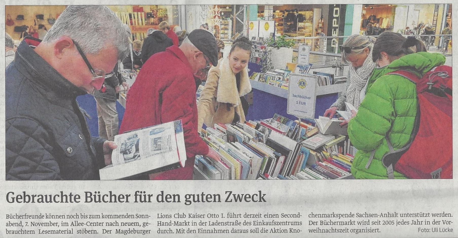 Presseartikel "Gebrauchte Bücher für den guten Zweck" aus Magdeburger Volksstimme