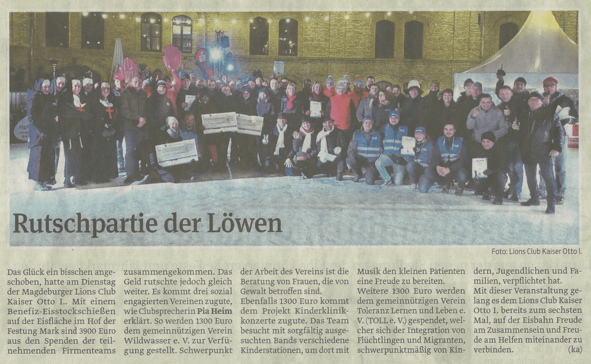 Presseartikel "Rutschpartie der Löwen" aus Magdeburger Volksstimme