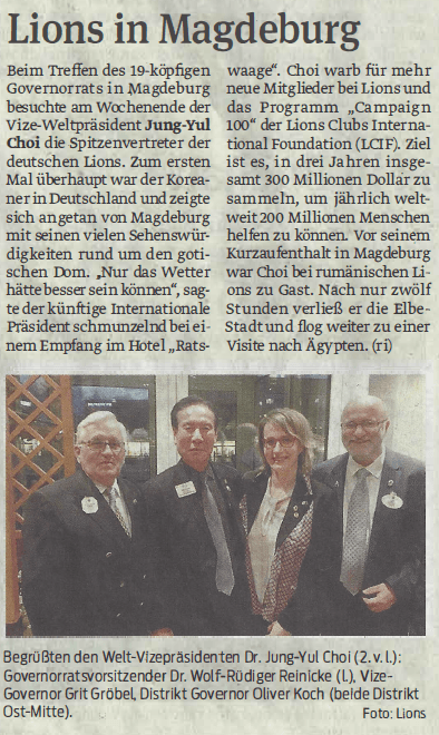 Presseartikel "Lions in Magdeburg" aus Magdeburger Volksstimme