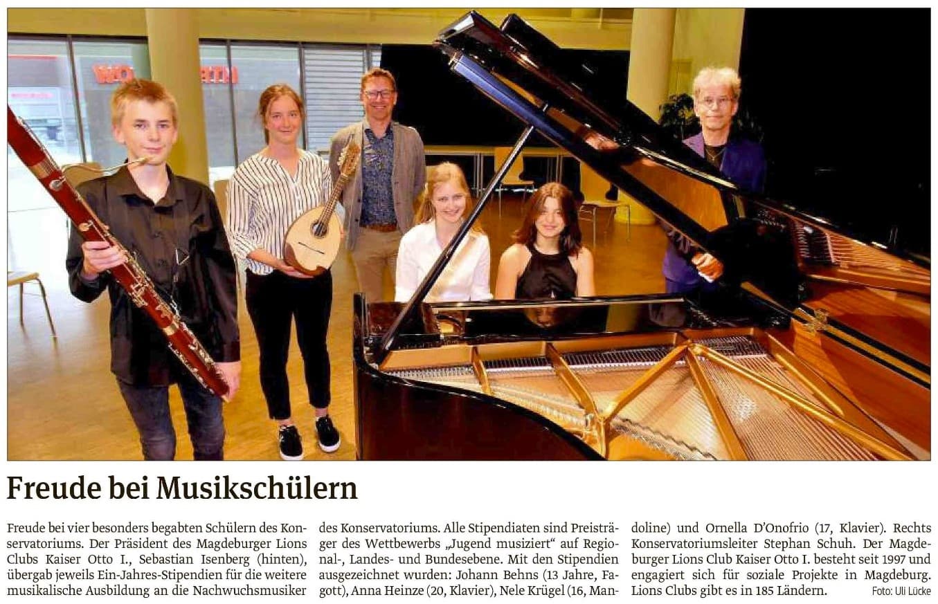 Presseartikel "Freude bei Musikschülern" aus Magdeburger Volksstimme