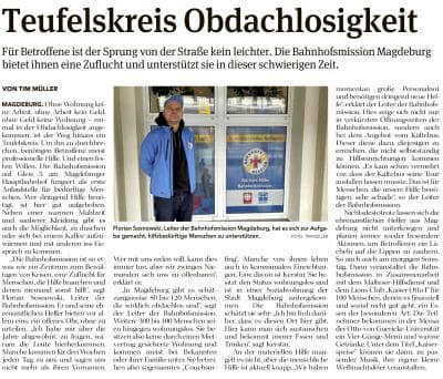Presseartikel "Teufelskreis Odachlosigkeit" aus Magdeburger Volksstimme
