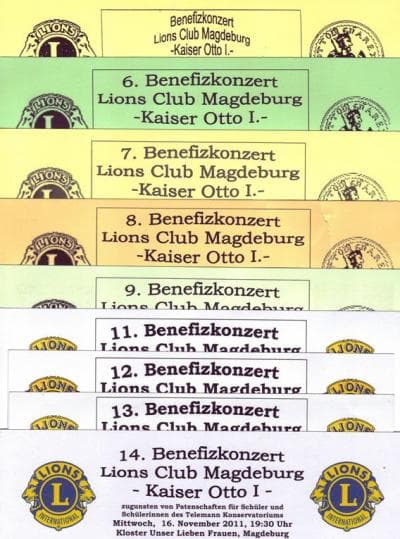 Programmhefte der Benefizkonzerte des Lions Club Magdeburg - Kaiser Otto I.